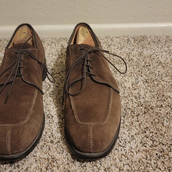 Allen Edmonds Handcock 10.5 D Men's Split Toe Blucher Oxford Shoes Suede - Picture 4 of 7